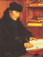 Gerrit Gerritszoon, alias<br />Desiderius Erasmus<br />geschilderd door Quentin Metsijs.
